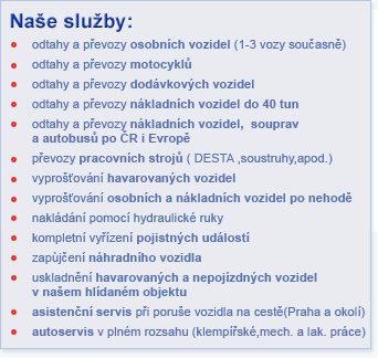 naše služby - odtahová služba